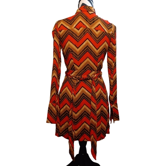 Free People Alistair Retro Chevron Sz XS Button Down Front Shirt Mini Dress - Picture 3 of 13